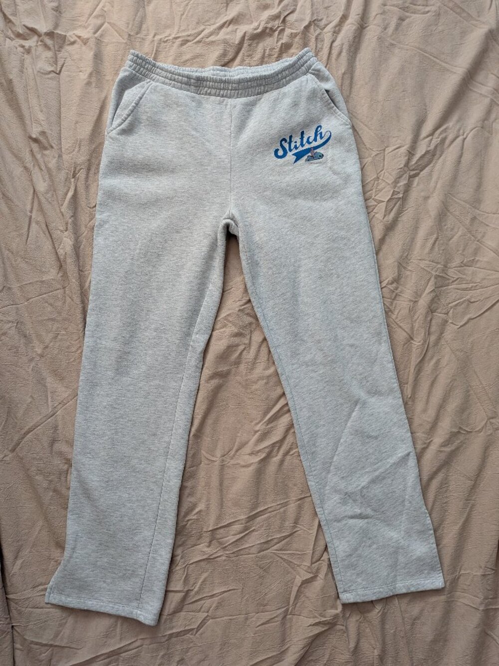Disney's Stitch Gray Sweatpants Women's Size M Athleisure Cozy Elastic Waist